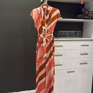 Mango silk striped jumpsuit